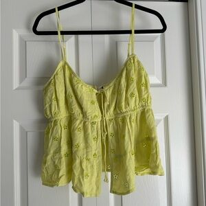 American Eagle Yellow Eyelet Top
